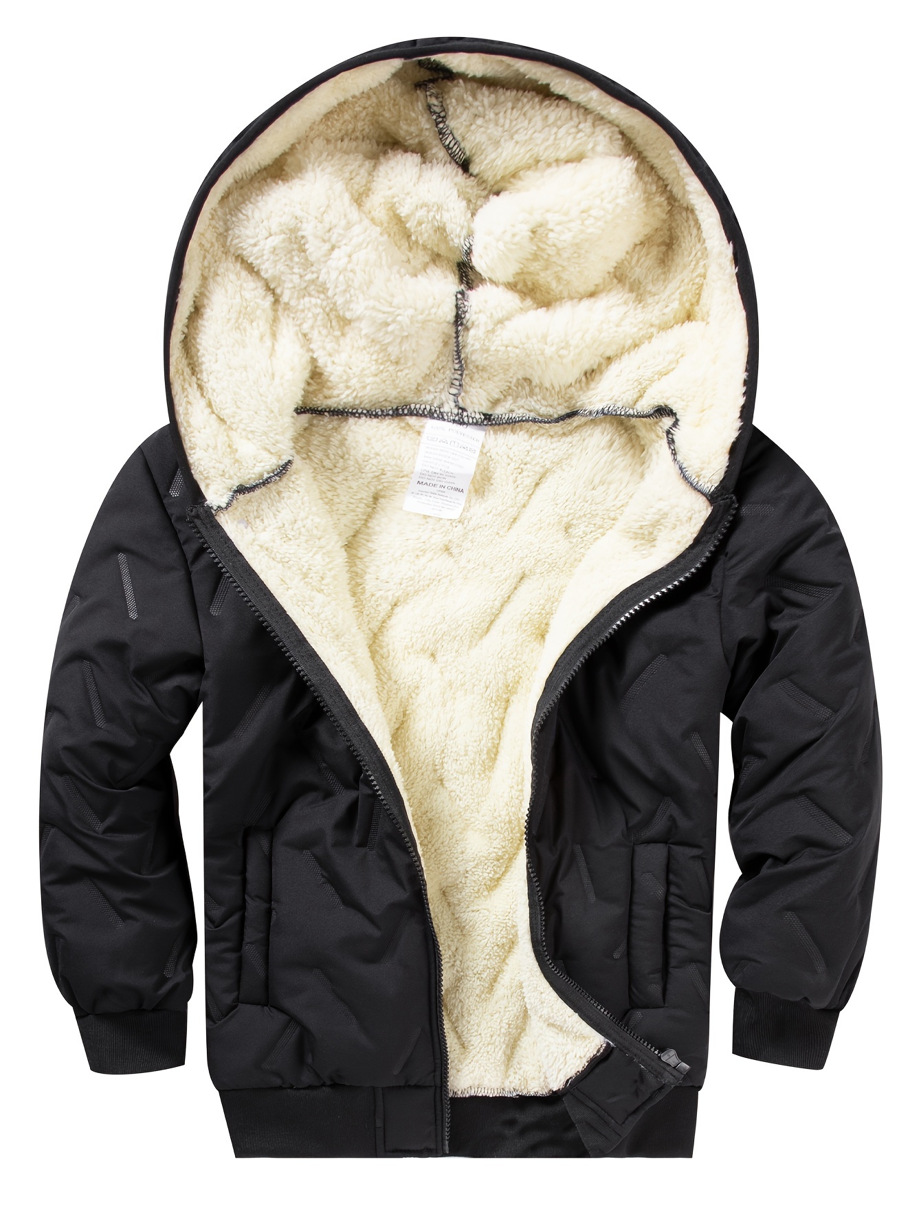 boys winter jacket hood like collar windproof coat machine Temu