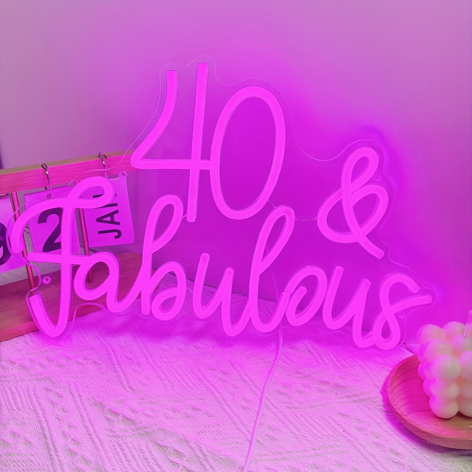 Image of Fomzze 40 And Fabulous Led Neon Light Sign Years Old Birthday Party Wall Decor Sign Gifts Bedroom Sign For Women Men Backdrop Happy 40th Birthday Party Favor Supplies Usb Light Compatible With Laptop