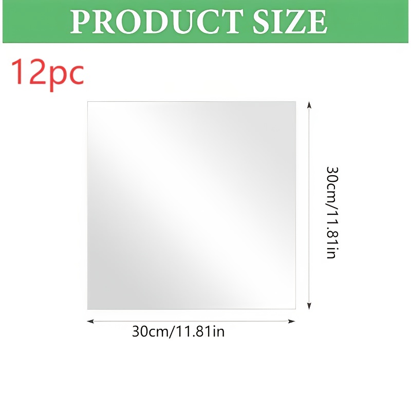 E-shop 12-tlg. Acryl-Wandspiegel, selbstklebender Ganzkörperspiegel für den Haushalt, bohrfrei, Kosmetikspiegel, dekoratives Spiegeltablett,