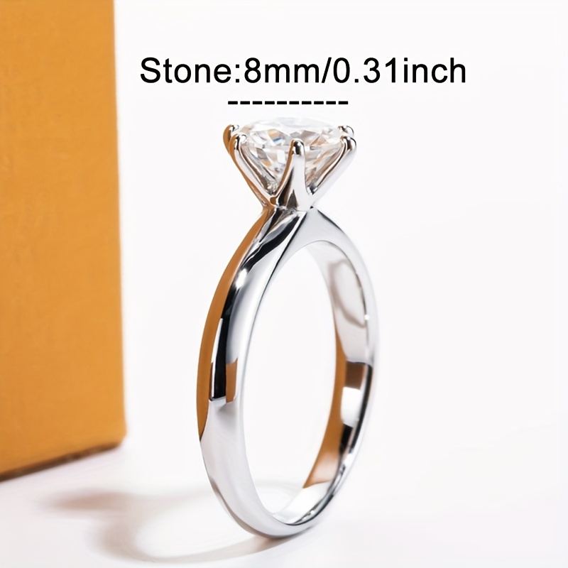 Round Cut Synthetic Gemstone Engagement Ring Glitter Style Bridal Wedding Ring