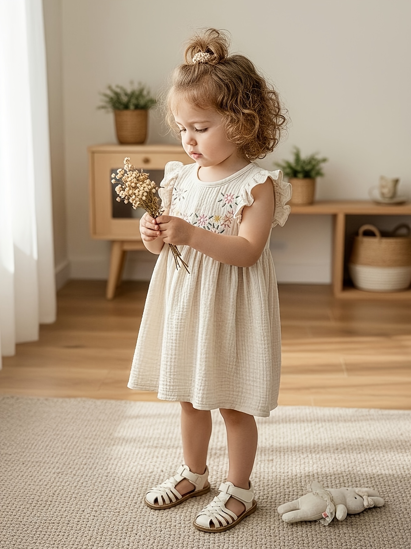 18 month fall dress Marcella - Burnt Orange Velvet Flower Girl Dress main image 0