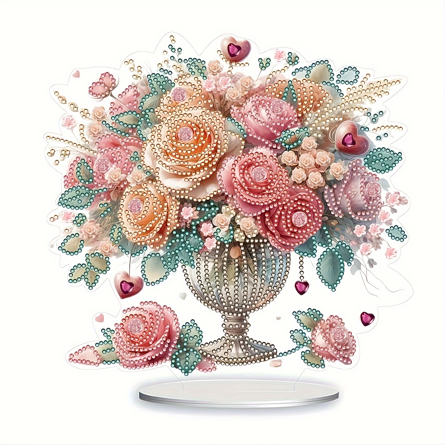 

floral Gemstone" Diy Flower Bouquet Vase 5d Diamond Art Kit - Irregular Shaped Acrylic Gems, Mosaic Craft For Bedroom & Dining Table Decor, Unique Gift Box
