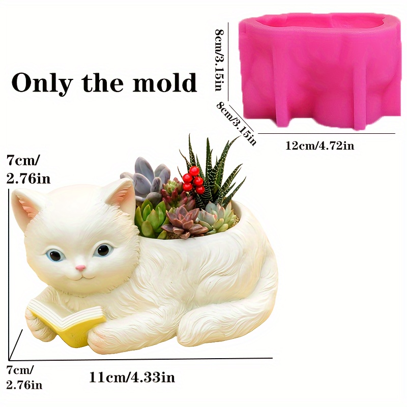 Image of Resin Casting Molds For Cute Cat-shaped Succulent Plant Pots, Epoxy Resin Silicone Molds, Adorable Cat Storage Boxes, Concrete Molds, Animal Cat Candle Cup Containers, And Plaster Molds