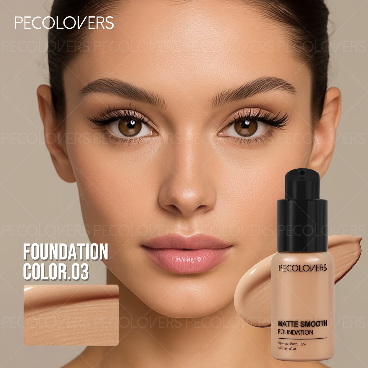 Image of 1pc Waterproof Foundation Liquid With Long-lasting Matte End Coverage For Flawless Natural , Longwear Holiday Cosmetic | Beauty Enthusiasts | Sleek | Portable Travel Makeup