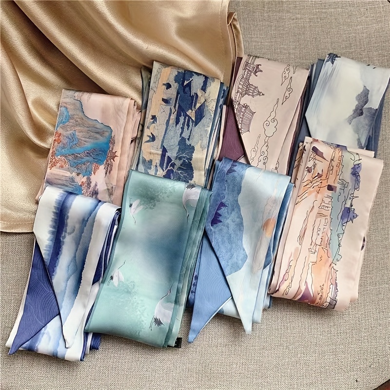 Image of Chinese-style Ancient-style Long Scarves For Hanfu Outfits, Versatile Ribbons For Tying Bags And Hair, 8pcs Set