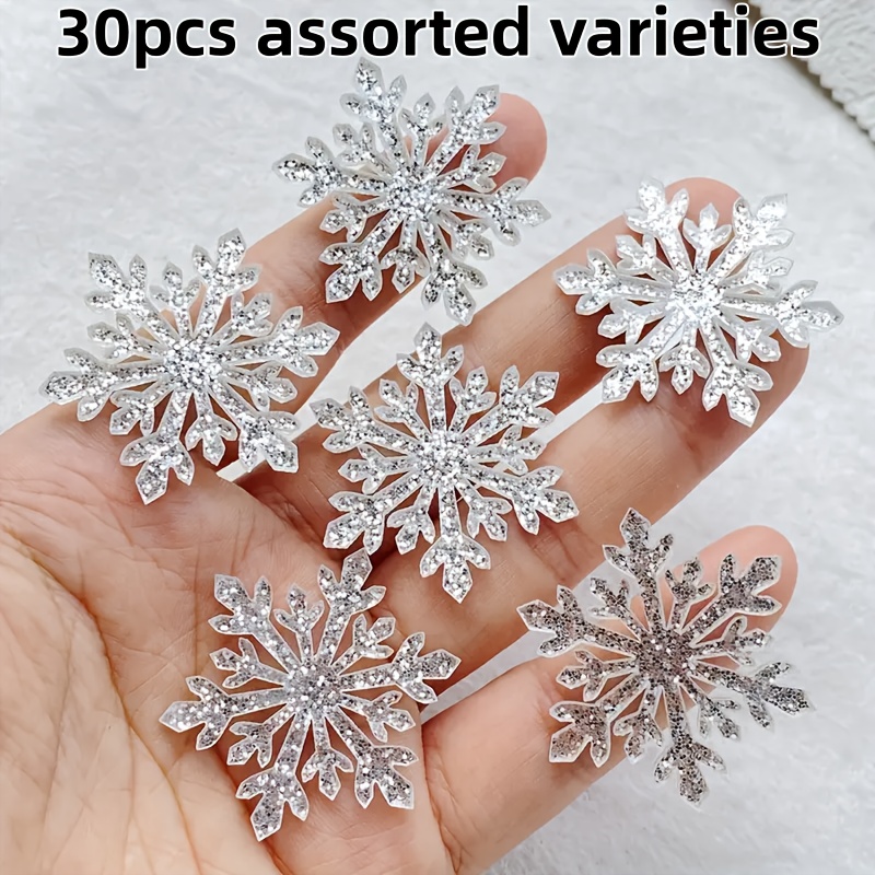 TEMU 30pcs Random Assorted Shiny Acrylic Christmas Snowflake Flatback Decorative Beads, Suitable For Creative Making, Handmade Designs - Fashion Diy