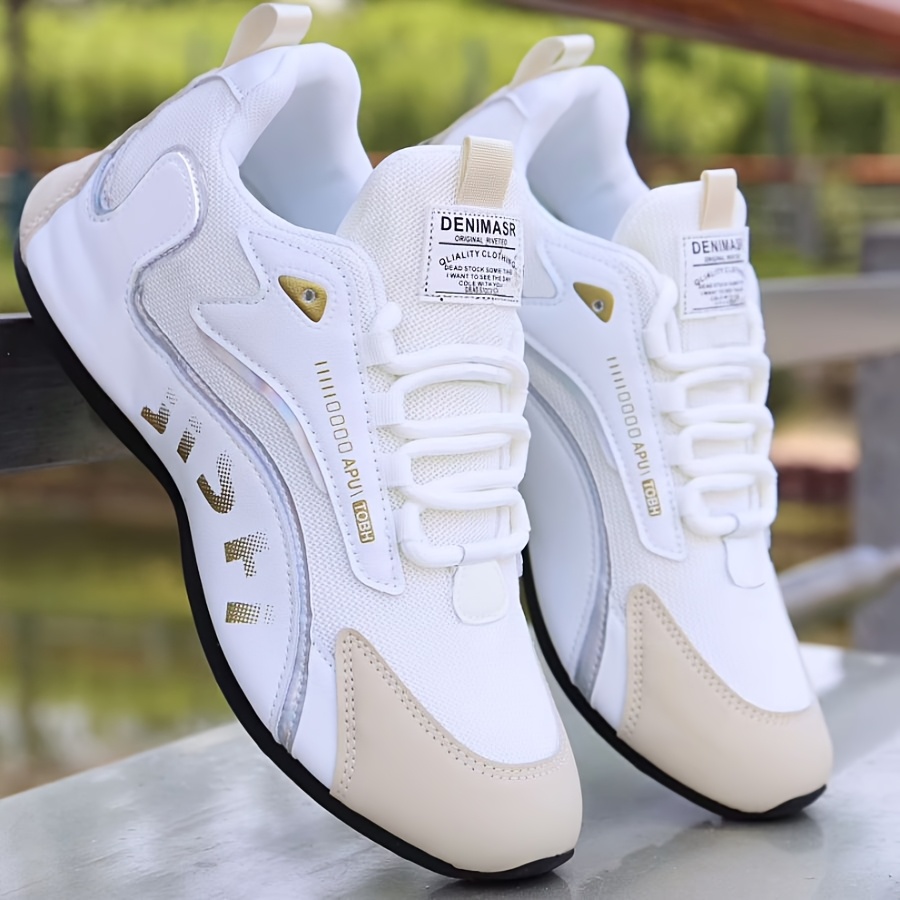 koonexy mens golden skate shoes low top lace casual sneakers  display picture 3