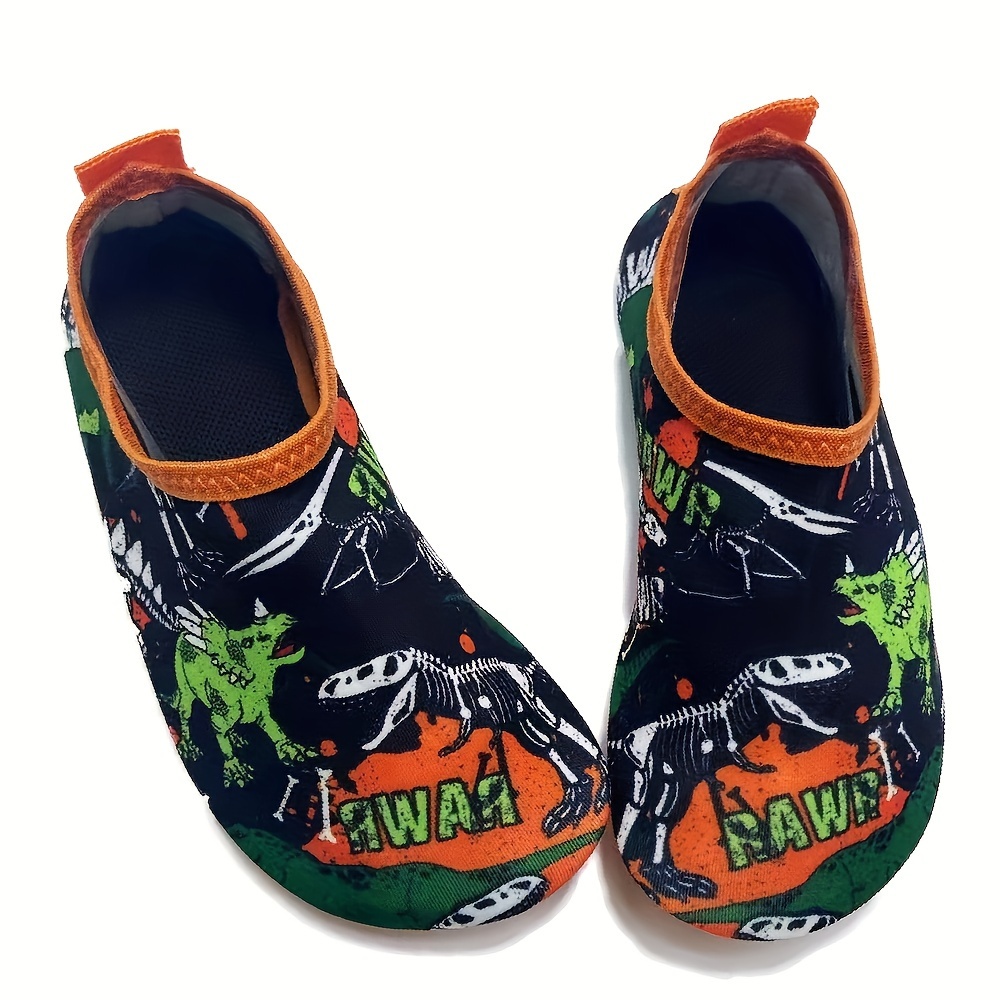 Dinosaur Print Quick Dry Slip On Water Shoes, Casual Outdoor Walking Shoes