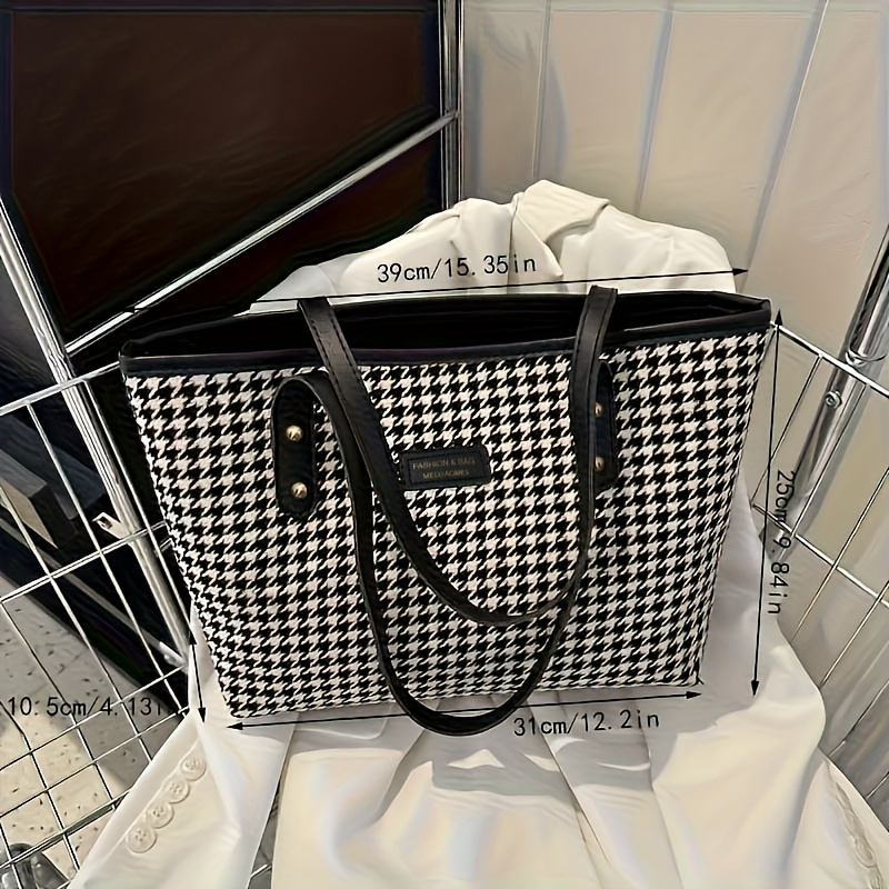 TEMU Retro Pattern Tote Bag, Large Capacity Shoulder Bag, Fashion Handbag For Work School Shopping