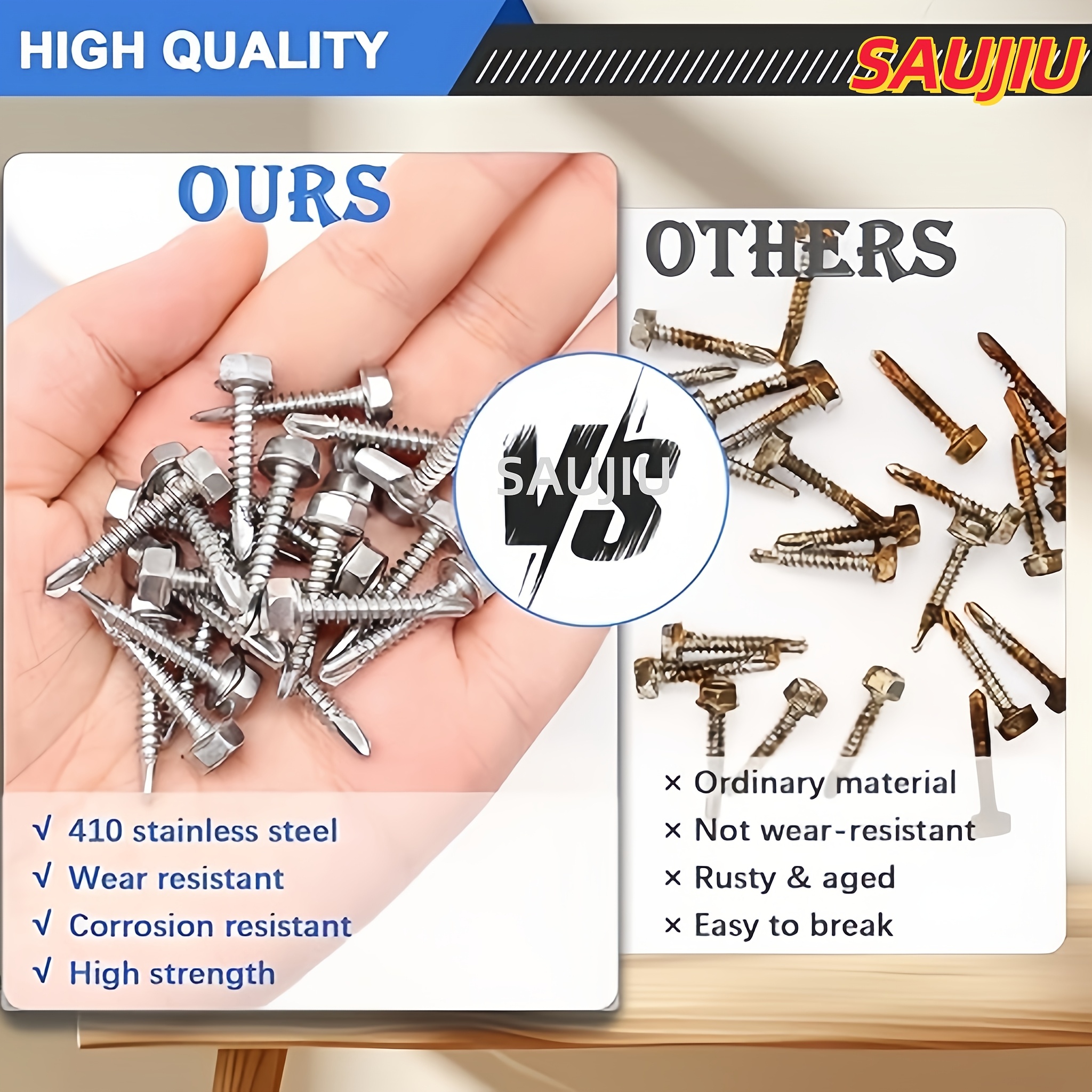 Image of 100pcs Hex Washer Head Self-tapping Sheet Metal Screws, #8 (4.2mm) Anti-rust Hardware Fasteners For Cabinet, Diy Repair, Multiple Sizes, 13mm-50mm (1/2" To 2")