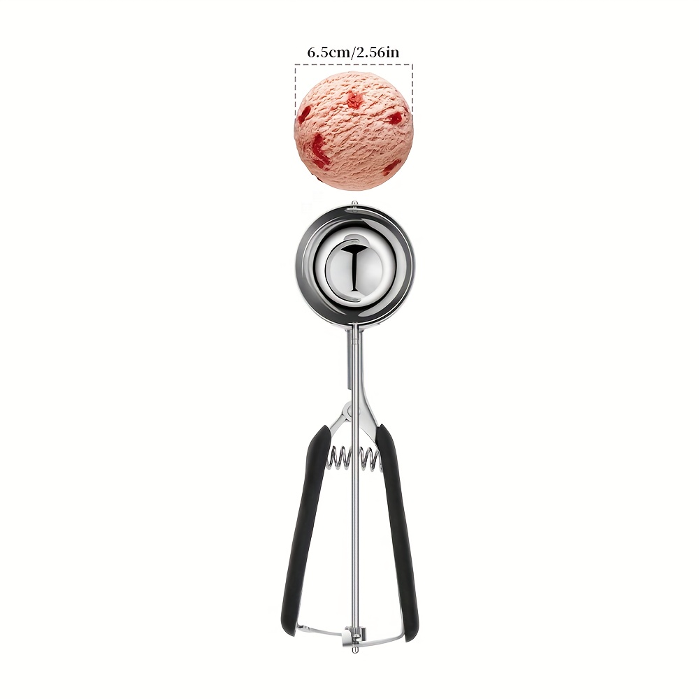 TEMU 1pc Ice Cream Scoop (3/3.5/3.8/4.2/4.4/4.8/5/5.3/5.7/6/6.5/7/8cm), 304 Stainless Steel Ice Cream Scoop With Trigger, Tpr Anti-slip Handle,
