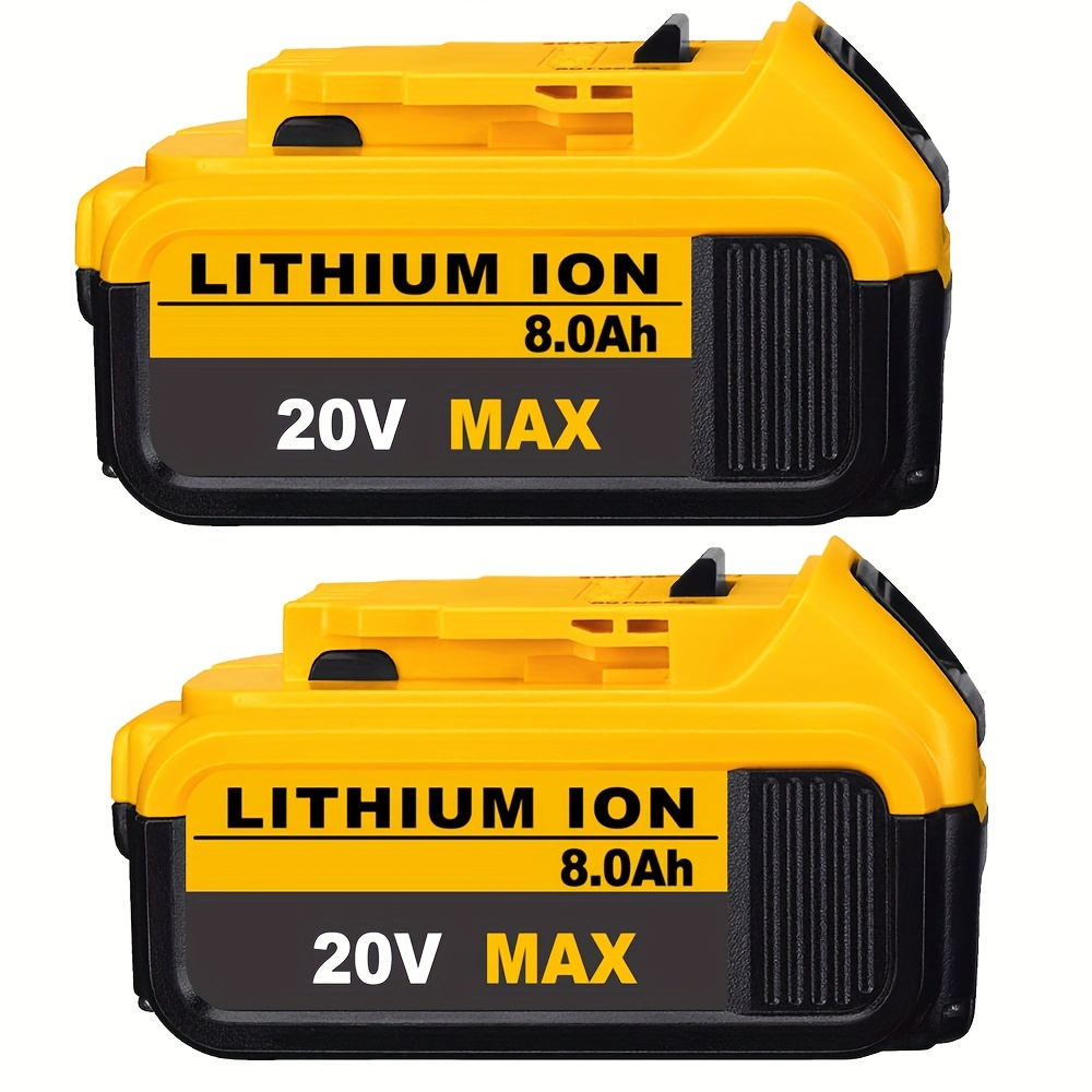 

2 Pack 8.0ah 20 Volt Replacement For 20v Max Battery Lithium Ion Compatible With Bateria Dcb200 Dcb204 Dcb205 Dcb206 Dcb201 Dcb203 Dcb181 Dcb180 20v Dcb200 Dcd Dcf Dcg Series Cordless Power Tools