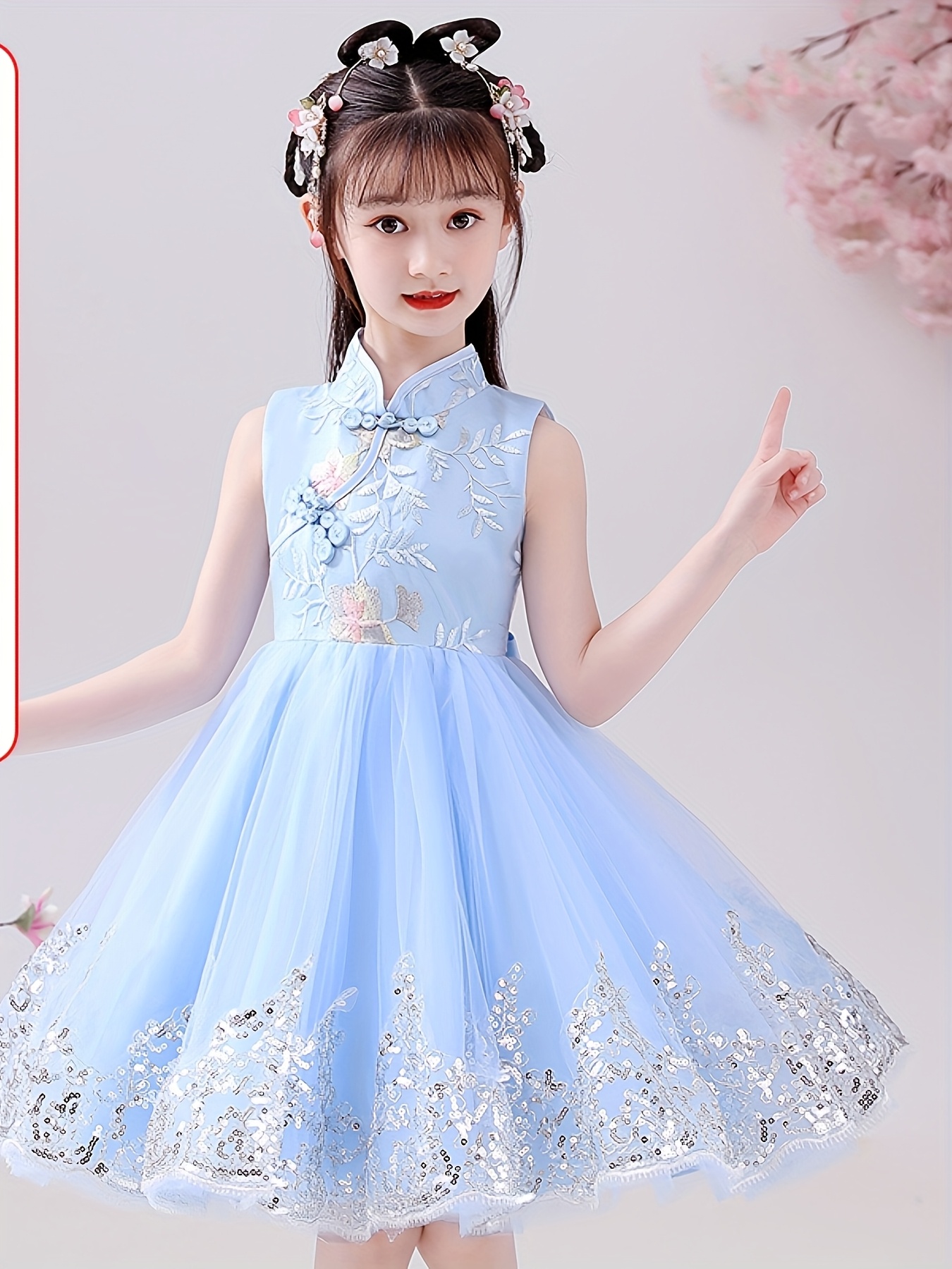 strapless open back dress Blue & White Porcelain Pattern Knee Length Chinese Style Evening Dress –  IDREAMMART main image 1
