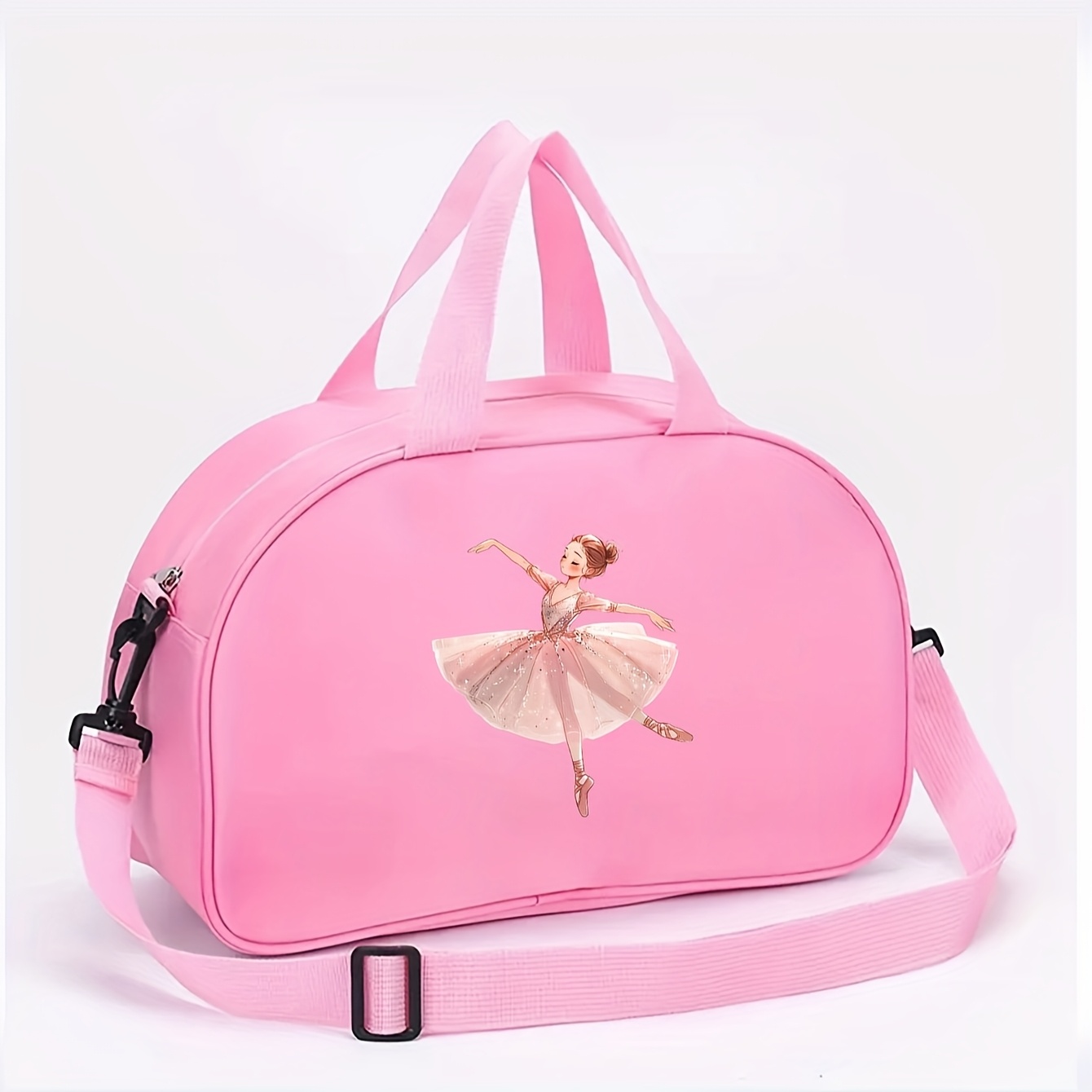 TEMU 1 Dancer Print Ballet Dancer Print Large Capacity Nylon Dance Bag - Lightweight, Adjustable Shoulder Straps, Zipper Closure, Polyester Lining,