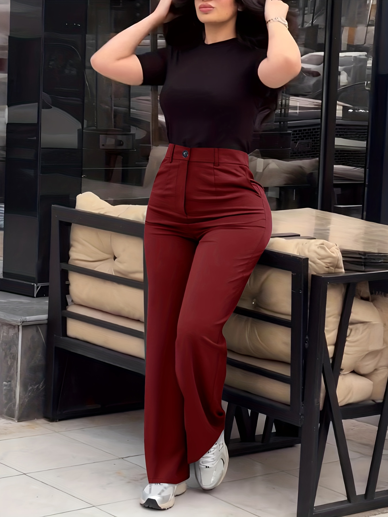 Women's Solid Color Casual Slim-Fit Long Pants