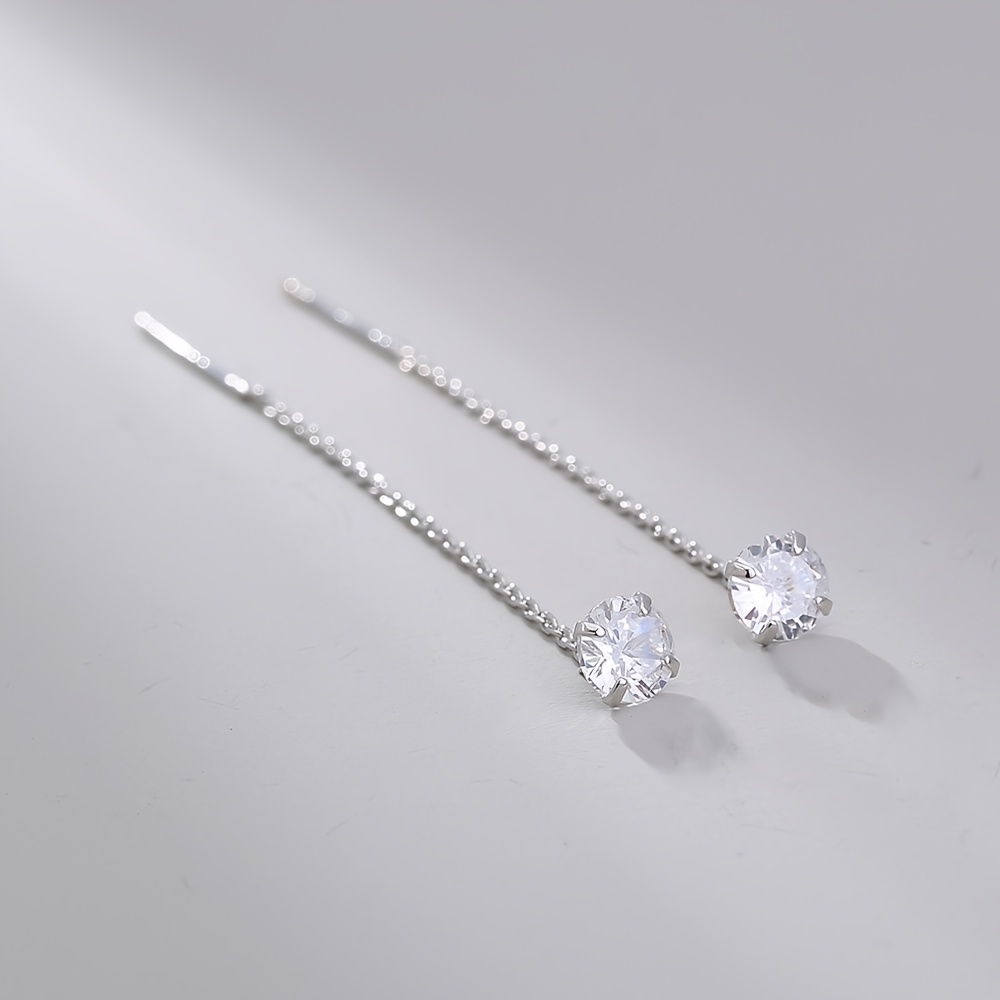 Simple And Zirconia Round Tassel Earrings Pair