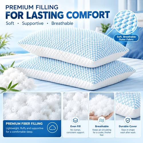 hotel luxury cooling pillows set of 2 4 double sided gusseted bed pillows breathable support pillows for side back stomach sleepers
