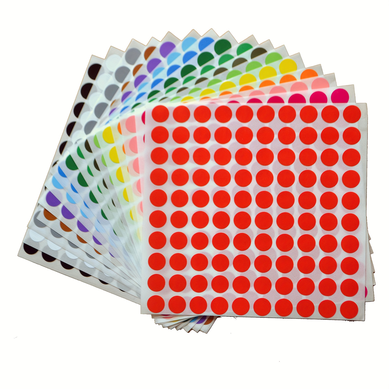 

Color-coded Dot Stickers: 640/1600 Pcs - Organize Office, Classroom, And Files With 16 Vibrant Colors (0.39in, 0.78in) - Paper Material