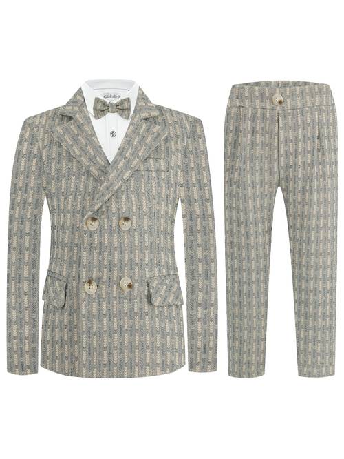 Boys' Stylish Suit Set with Vest, Trousers, and Bow Tie Suitable for Piano Hosting, Weddings, Birthday Parties, Formal Events, Casual Attire: Jacket + Vest + Trousers + Bow Tie, White Shirt Not Included
