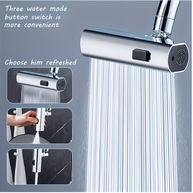 [1pc Grifo de Cocina] 1pc Grifo de Cocina Moderno con Cascada Giratoria de 360° 3 en 1, Aireador de Ahorro de Agua, 3 Modos de Flujo | Extremo Pulido, Extensión de Aumento de Presión, Boquilla Antisalpicaduras, Grifo de Cocina para RV, Grifo de Fregadero de Cocina