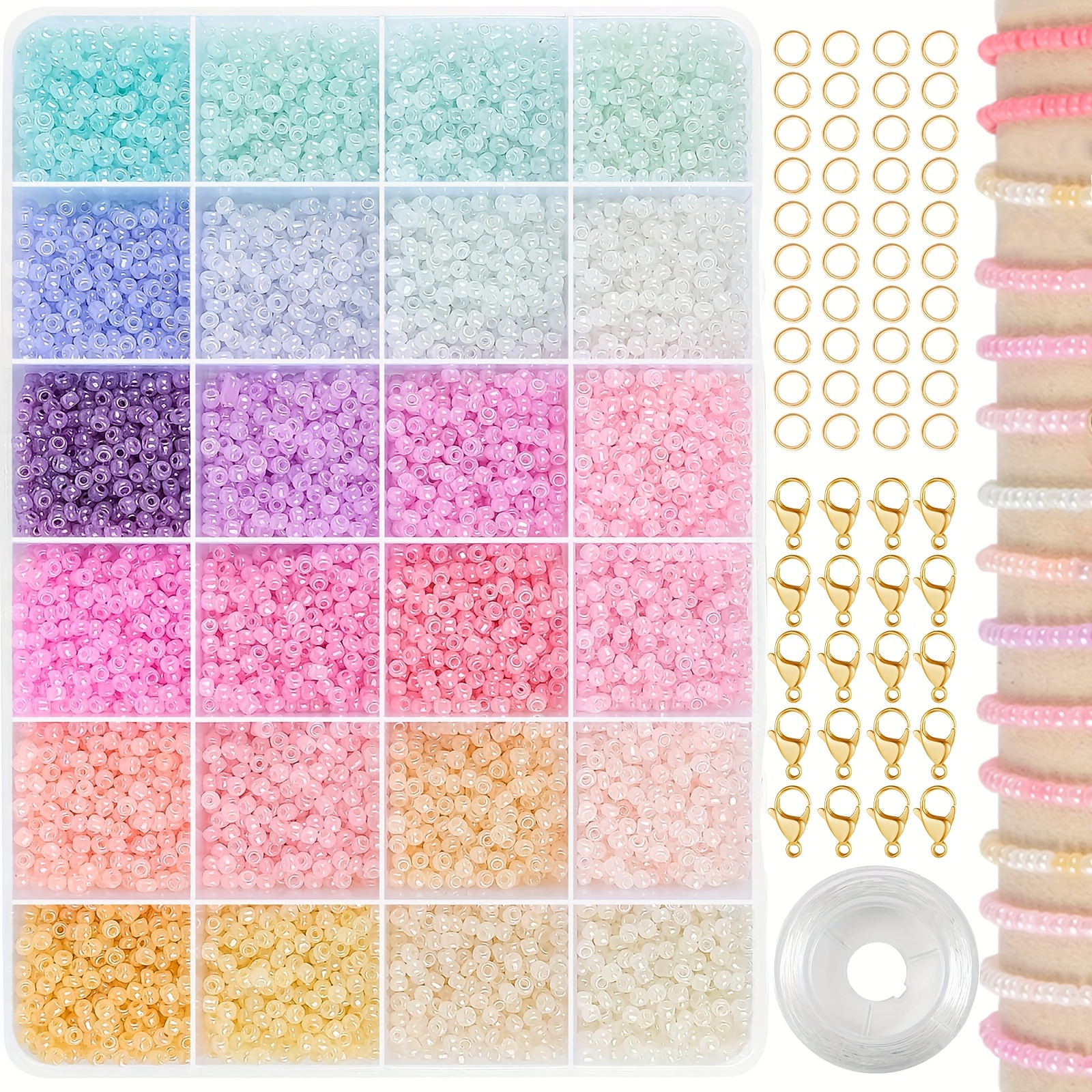 

1 Pack 24 Colors Glass Beads Kit, 4mm Creamy Glass Seed Beads With String And Clasps Accessories For Jewelry Making, Diy Bracelet & Necklace