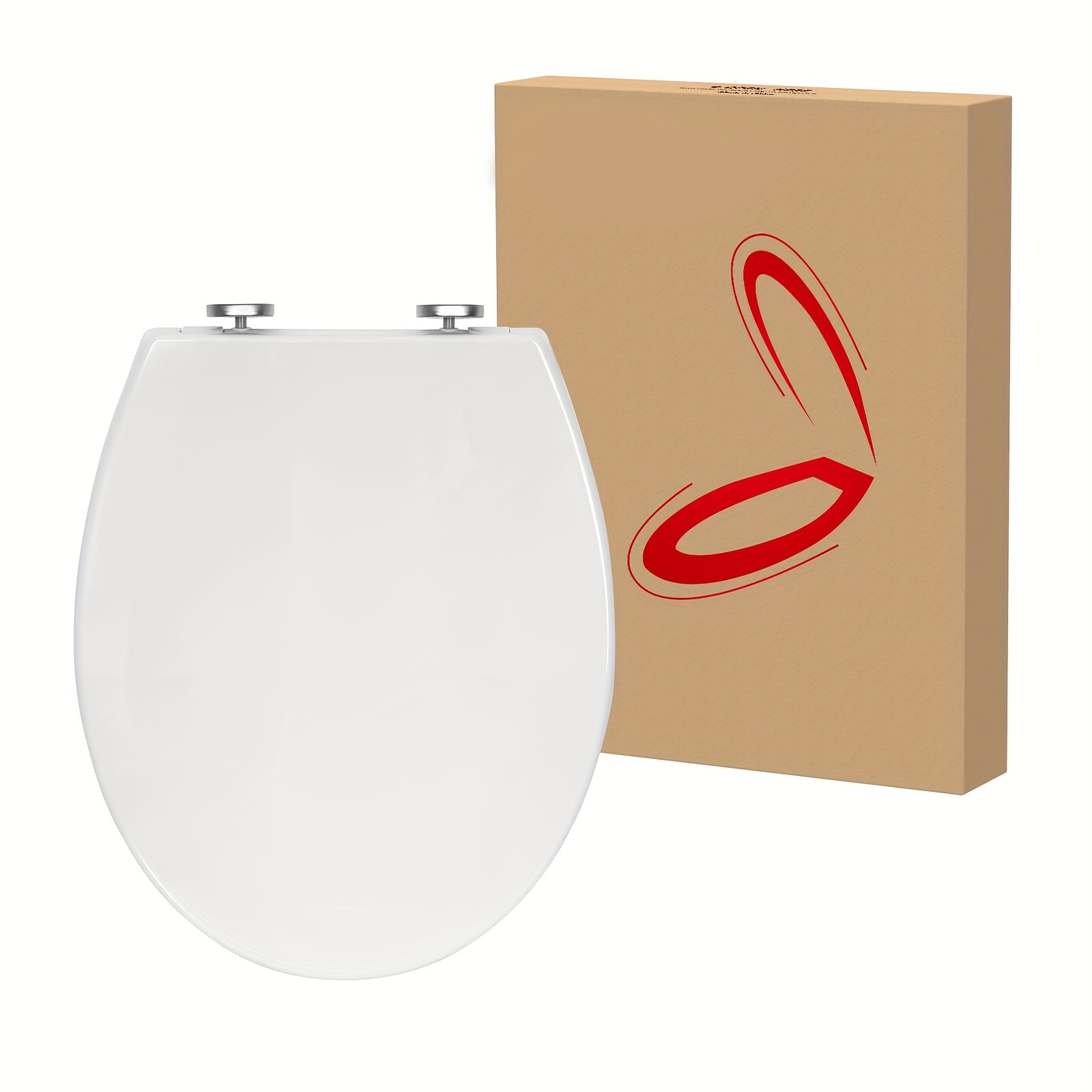 Image of 1pc Toilet Lid, Toilet Seat With Automatic Lowering, Plastic Toilet Seat, Fast Fix (quick Attachment), Soft Close Hinge