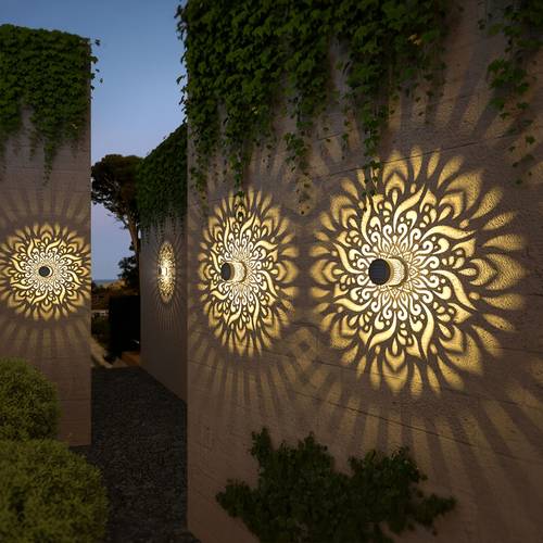 solar mandala projection light stunning floral mandala cut out design warm led projection for step wall garden displays metal outdoor multiple components 400 ma large battery
