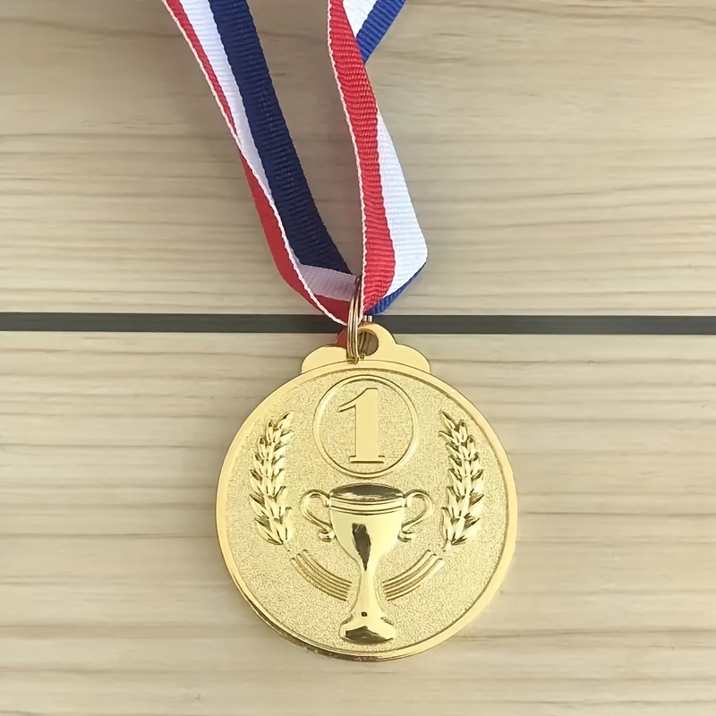 1pc 3pcs set golden silver bronze medals zinc alloy award medals with tri color ribbon for sports competitions recognition details 3