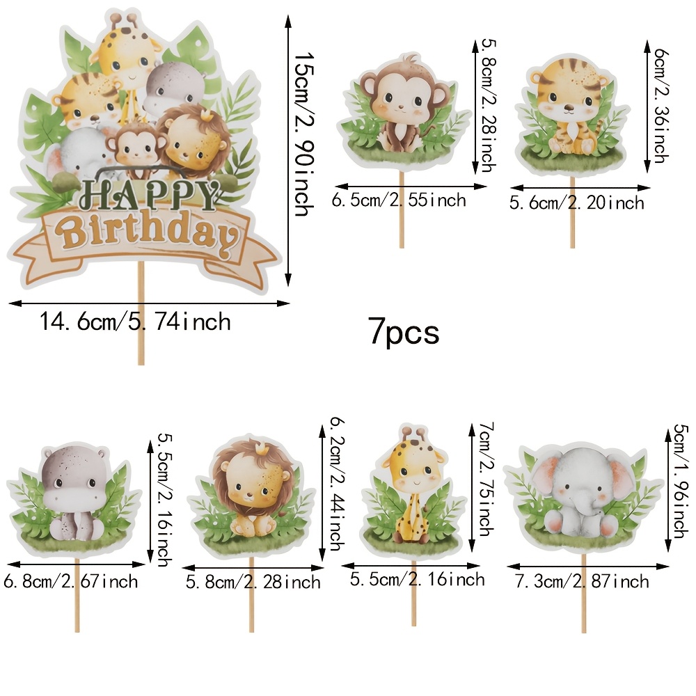 7pcs Animal Cake Decoration Lion Elephant Forest Animal Cake Decoration Dessert Table Cake Decoration For Halloween,christmas Event & Party Supplies Halloween&christmas