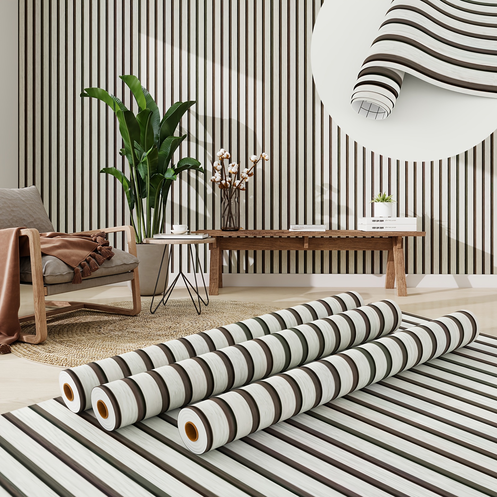 Image of 3 Rolls 0.12mm Thick Wood Grain Household Decorative Pvc Stickers - Peel And Stick, Random Cut, Self-adhesive Wallpaper For Old Furniture Surface Changing Renovation
