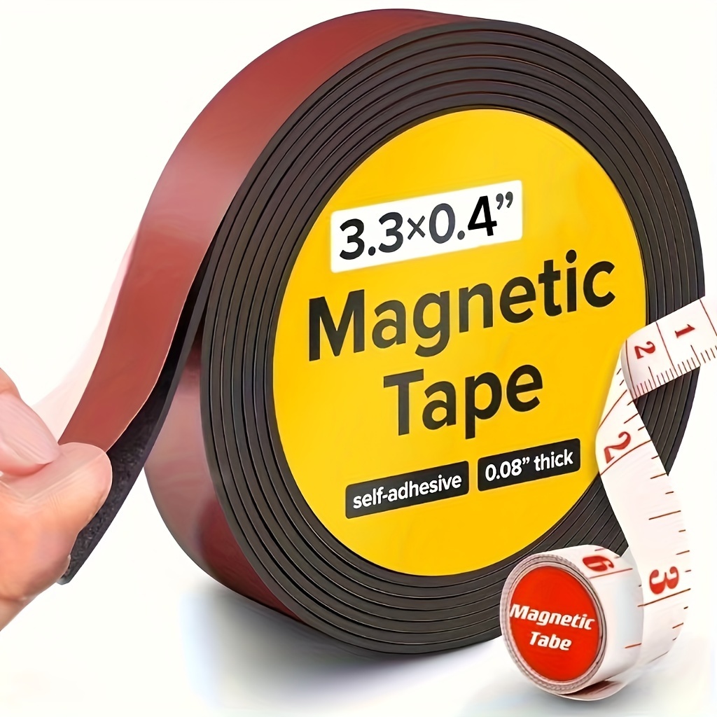 

Magnetic Tape, 3.3 Feet Magnet Tape Roll (2/5'' Wide X 3.3 Ft Long X 1mm/1.5mm/2mm Thick), With Strong Adhesive Backing, Perfect For Handmade, Art Projects, Whiteboards & Fridge Organization
