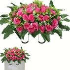 artificial cemetery flowers silk rose floral arrangement for outdoor tombstone decoration sympathy memorial day display no container included silk flowers for cemetery