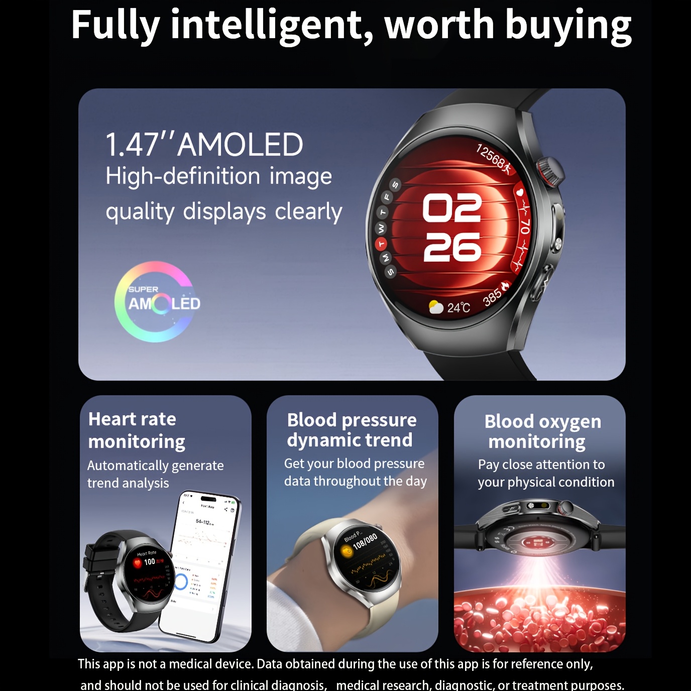 2026     watch 1 43 inch high definition full   supports wireless calls voice   one click sos for help 100 sports   remote monitoring fitness tracking suitable for   phones and for iphone Product details 1