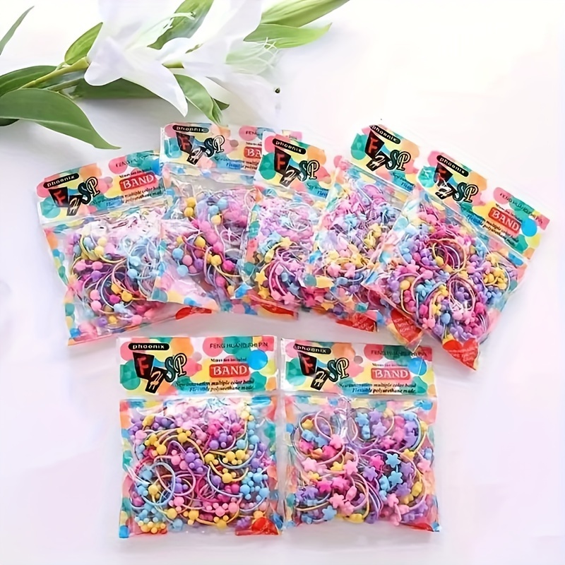 

50pcs Kid-friendly Colorful Hair Ties - Gentle Cartoon Bands For