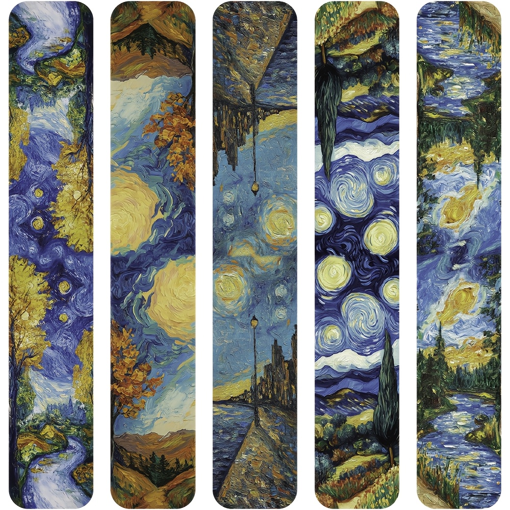 TEMU 5pcs Set Of New Hot-selling Van Gogh Landscape Magnetic Bookmarks, Student Supplies, Book Page Separators, Decorative Bookmarks