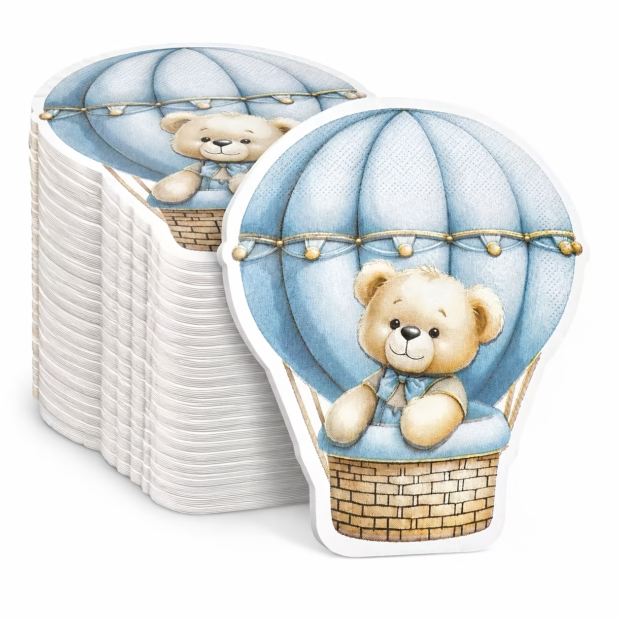 TEMU 20/40/60 servilletas irregulares de oso de peluche con aerostático, servilletas para de de bebé, decoraciones para de baby shower, suministros