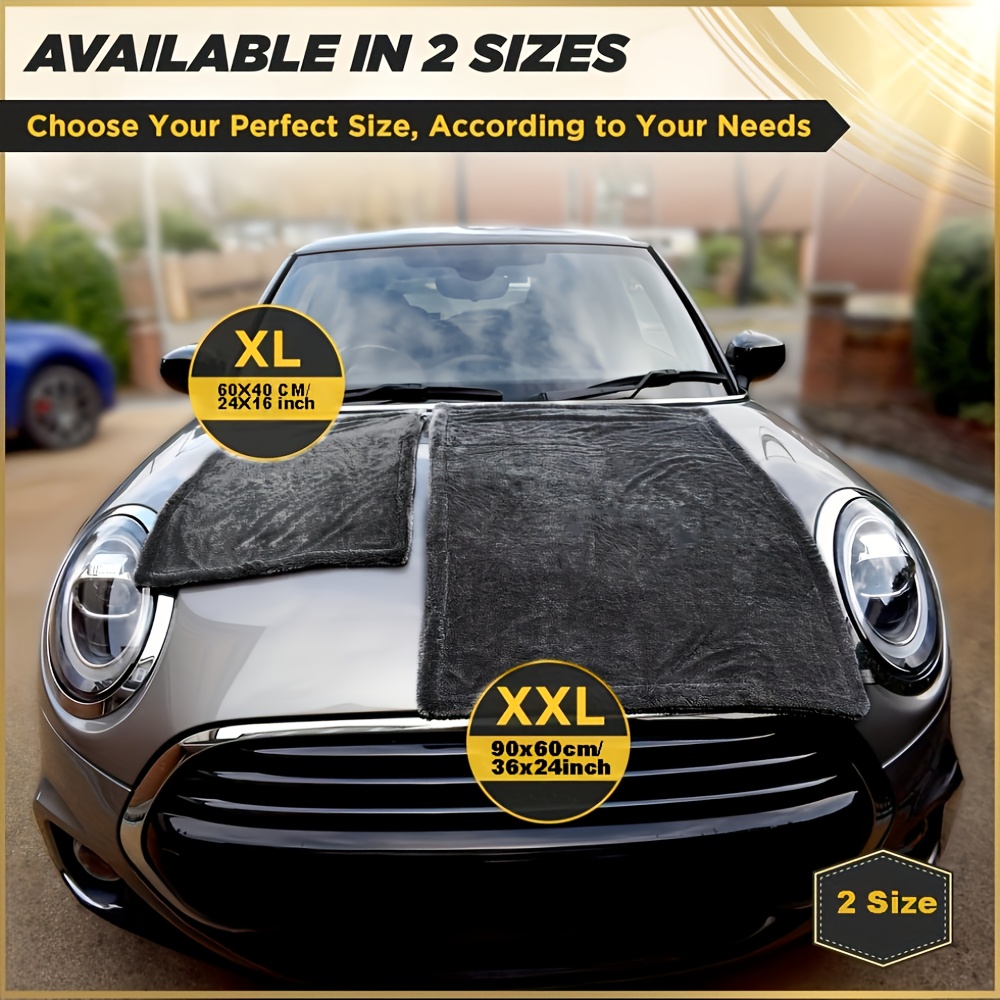 

Xxl Microfiber Car Drying Towel - Ultra Compact, High Absorbency, 1400 Gsm, Twisted , Double-sided, Streak-free Detailing - 1pc