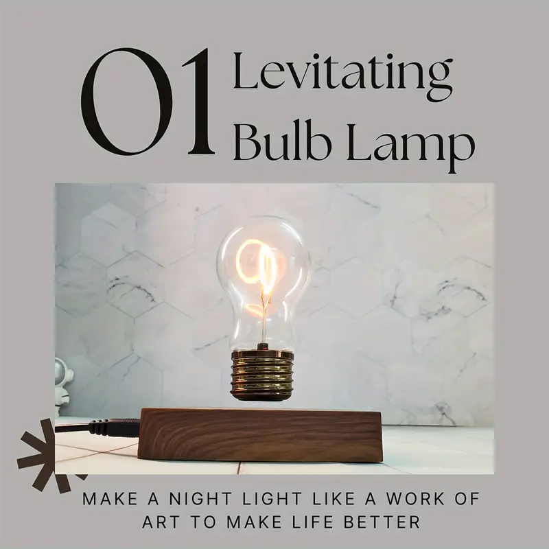 1pc Lampe à ampoule LED en - Design de suspension magnétique accrocheur - Lampe de table à magnétique flottante pour la décoration moderne de et du bureau, cadeau idéal détails 17