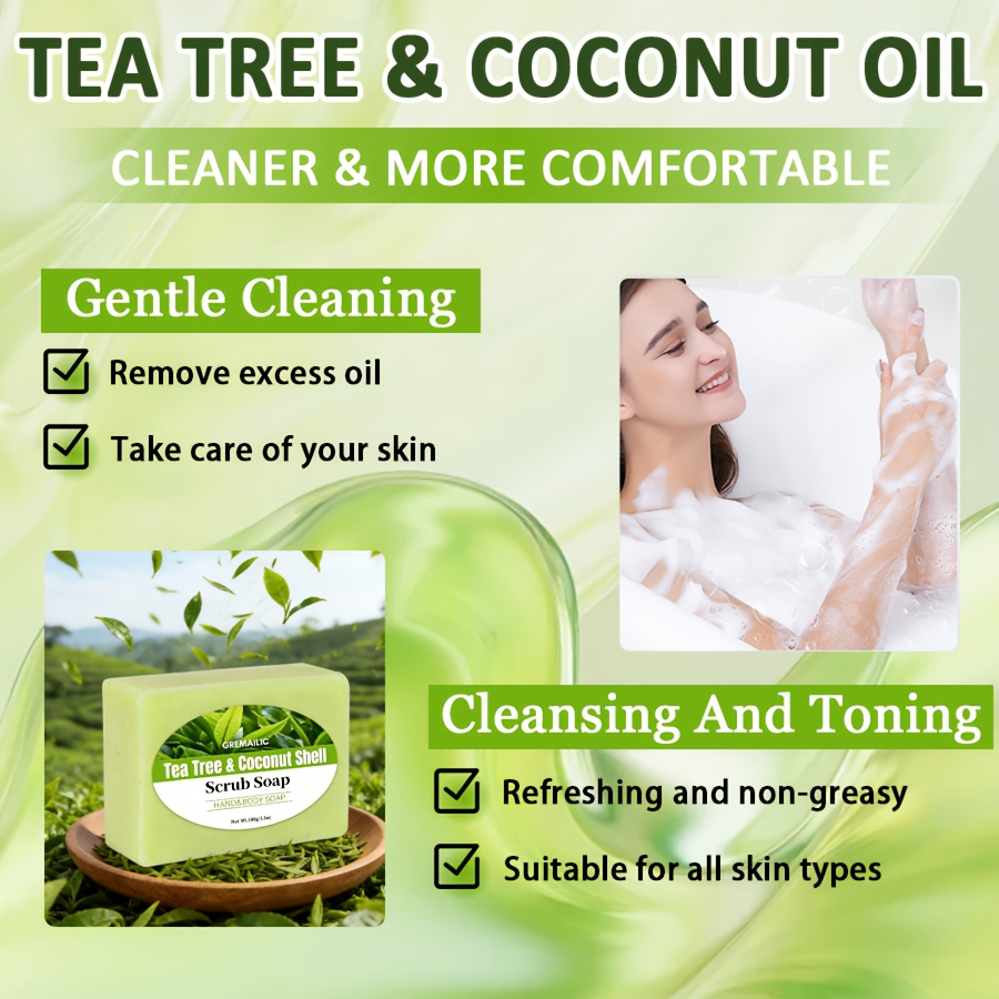 3pcs Tea Tree Oil & Coconut Extract Soap Bars