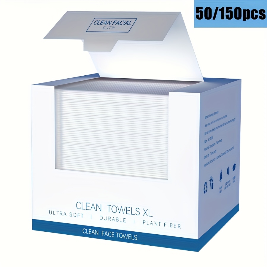 

50/150pcs Cloudrol Viscose Facial Towels, Unisex-adult, , Chemical-free, Unscented, , Thickened, With 50 Sheets Per Box For Types, Cleansing & Makeup Removal