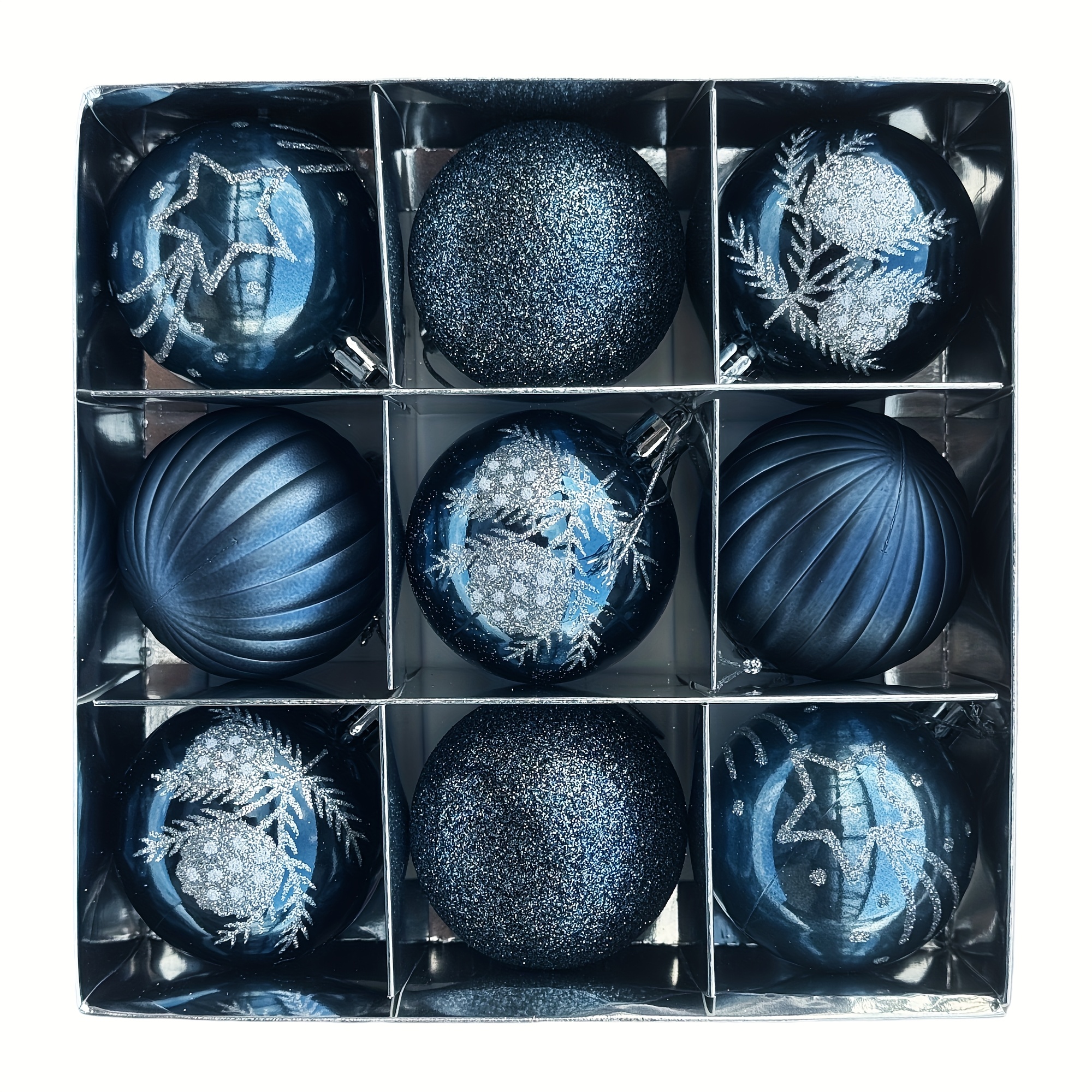 TEMU 9pcs Per Box Of Multi-colored 6cm/2.36in Painted Christmas Balls, Shatterproof Ornaments For Christmas Trees, Perfect For New Year And Festive