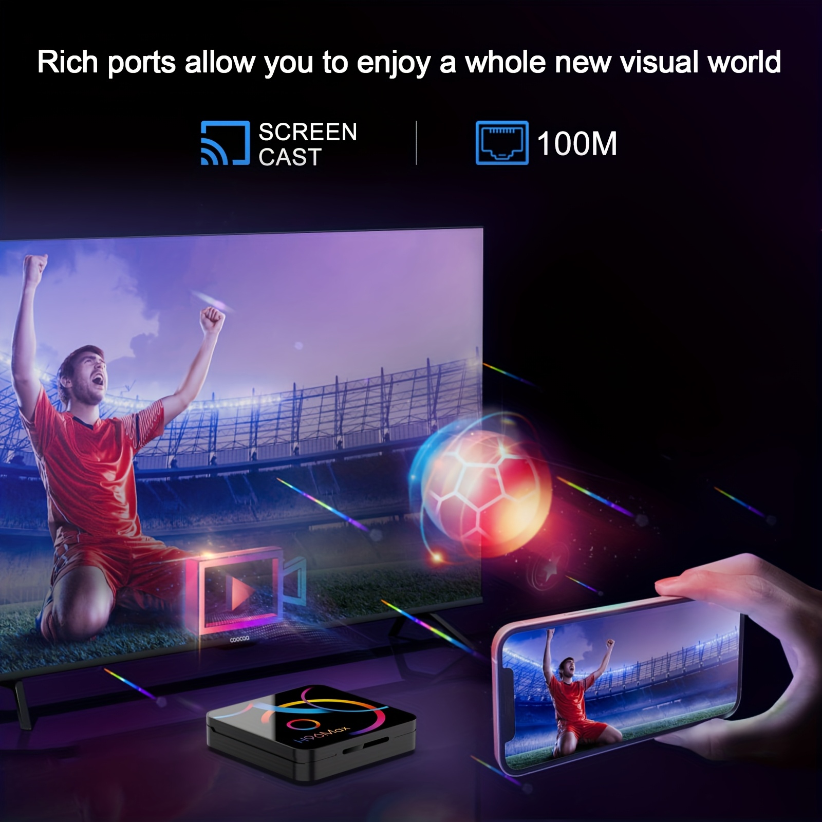 H96 MAX RK3518 Android 14.0 Smart TV Box | 4K@60fps HD, 3937.01inch Ethernet, Wi-Fi 6, BT 5.4, Google Assistant, HDR10, Stereo Sound, Durable Design - Google Play & Google Assistant Compatible