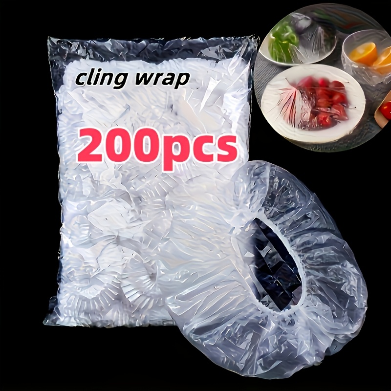 TEMU 200 Plastic Wrap, Wegwerp Voedselhoezen, Fruitbewaring Plastic Verpakking, Keukenaccessoires, Kleurrijk