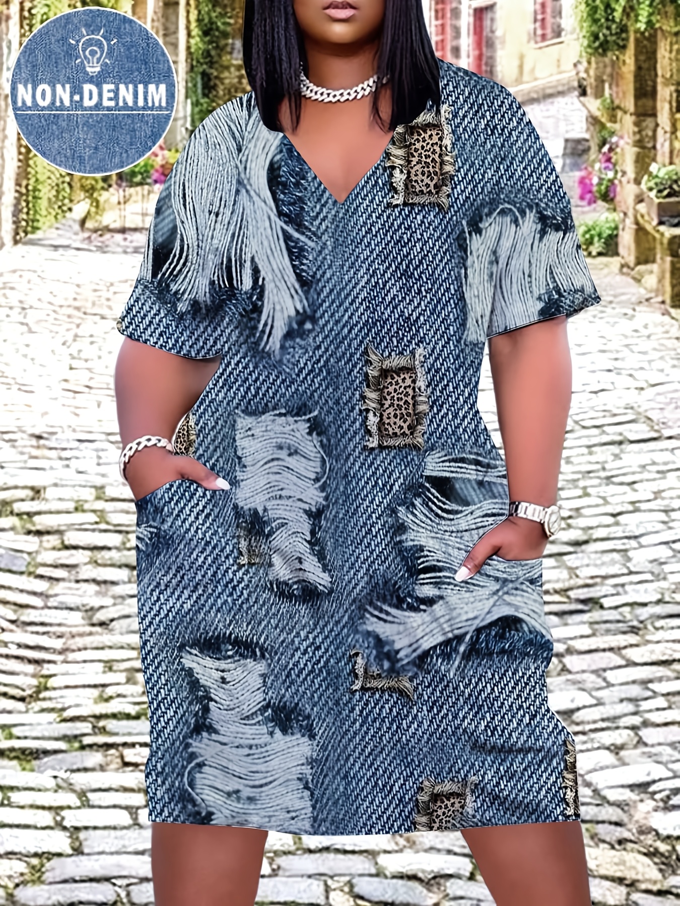 casual denim dress outfit sold on Temu United States