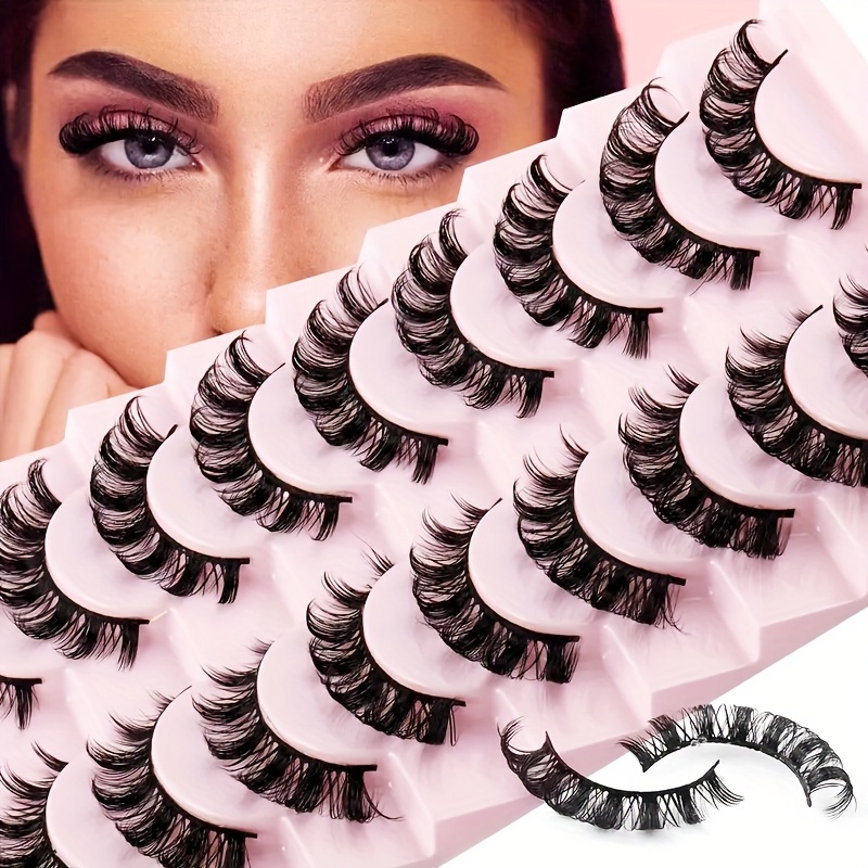 10 Pairs Of Fluffy 8d Artificial Mink False Eyelashes - Reusable Dd Roll Eye Black, Dh Style Extension And Natural