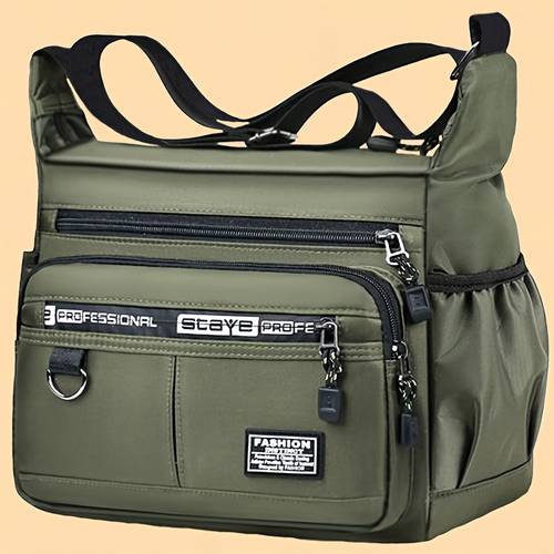 womens single shoulder bag neutral square bag for men and women crossbody bag with multiple pockets casual and commuting small bag zipper fabric lettering random