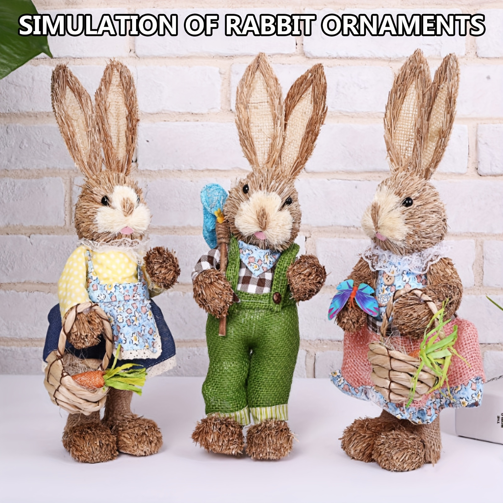 

Easter Bunny Decorations Set - Linen & Foam Simulated Rabbit Figurines For Home & Garden, Spring Decor, No Electricity Or Feathers Required