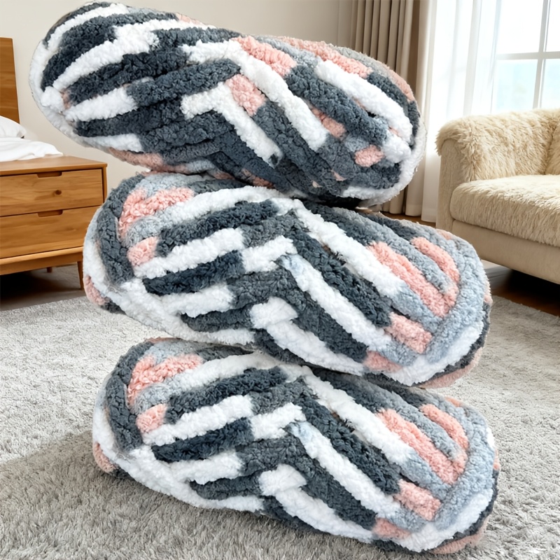 TEMU 3-pack 750g Long Variegated Super Chunky Yarn Arm Knitting No Tools Soft Fluffy For Pet Bed Home Knit