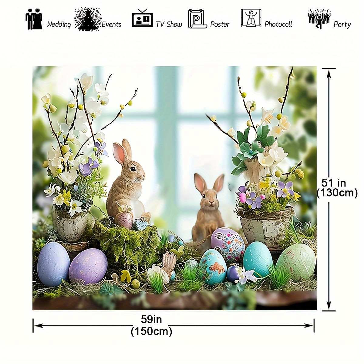 1pc easter photography backdrop spring rabbit bunny eggs easter theme parties decorations photo background for portrait photoshoot backdrops