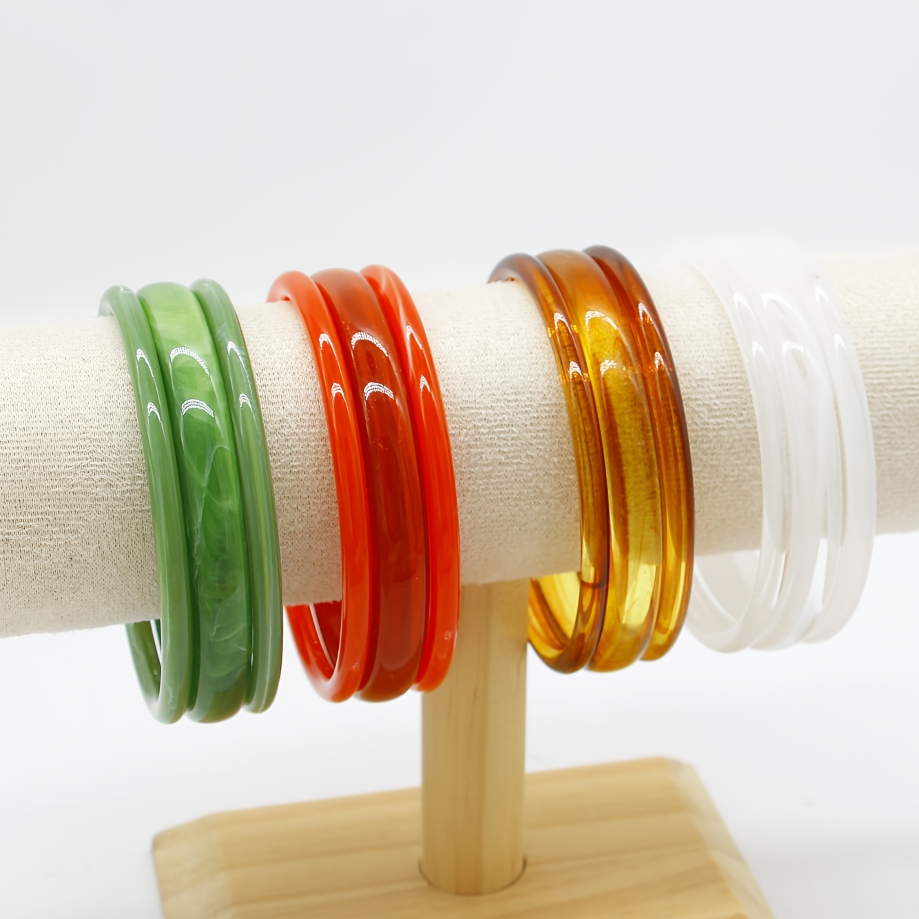 3pc Multicolor Thin Hoop Acrylic Bracelets Set